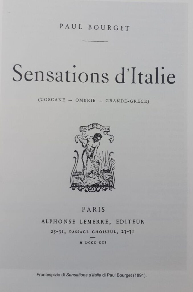 Paul Bourget, Sensation d'Italie, Frontespizio
